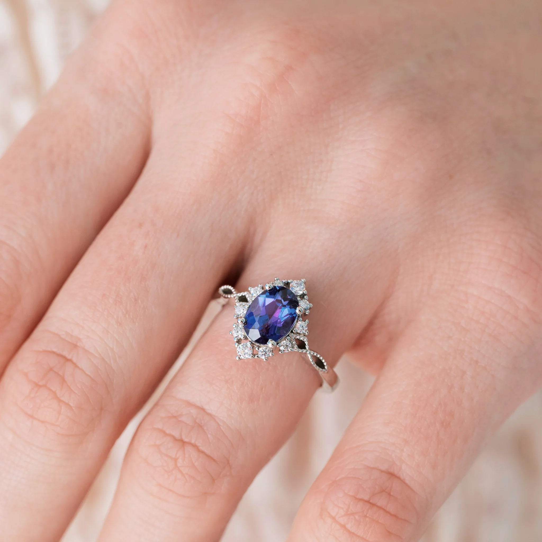 Nesta Alexandrite & Paula Shell Couples Ring Set - Image 5