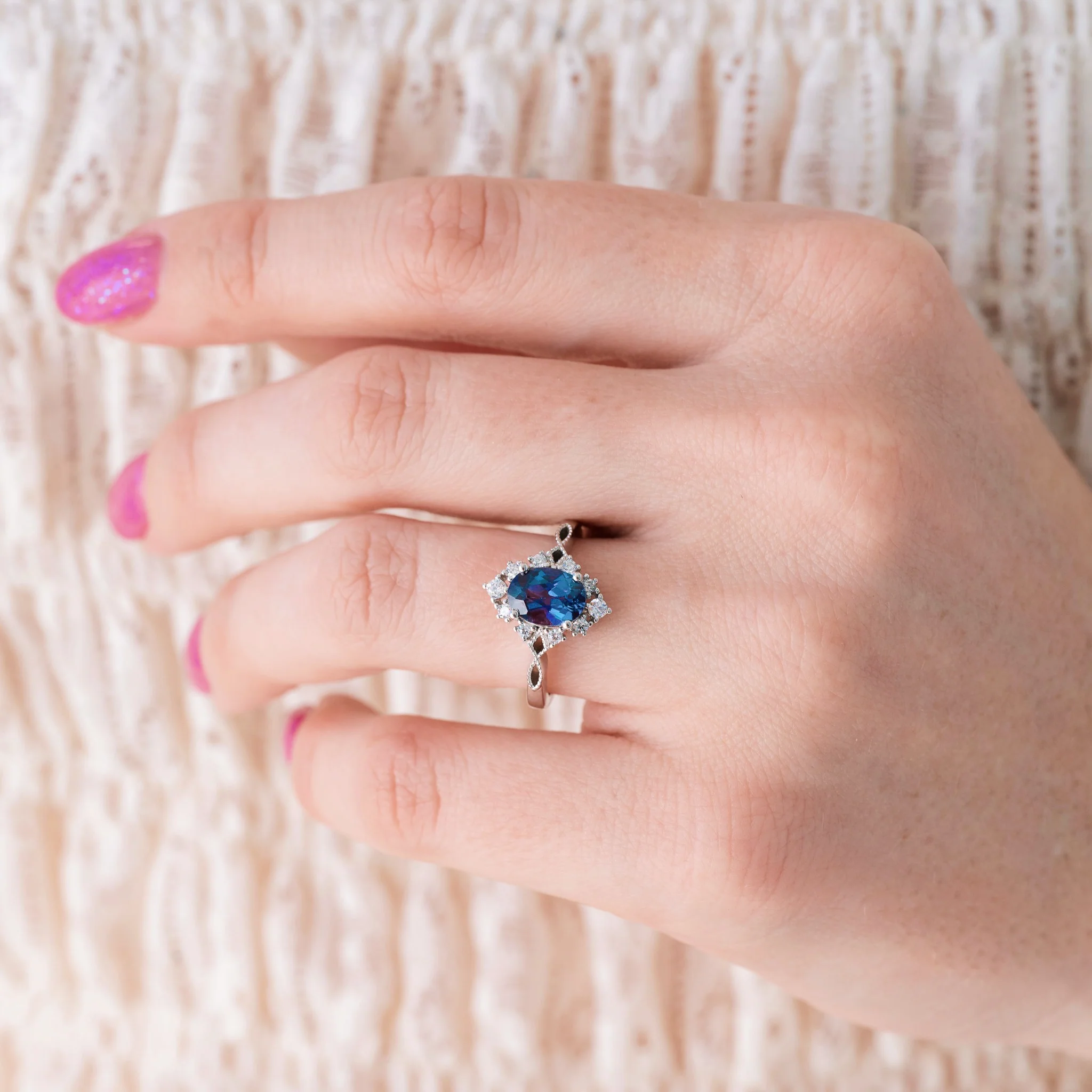 Nesta Alexandrite & Paula Shell Couples Ring Set - Image 6