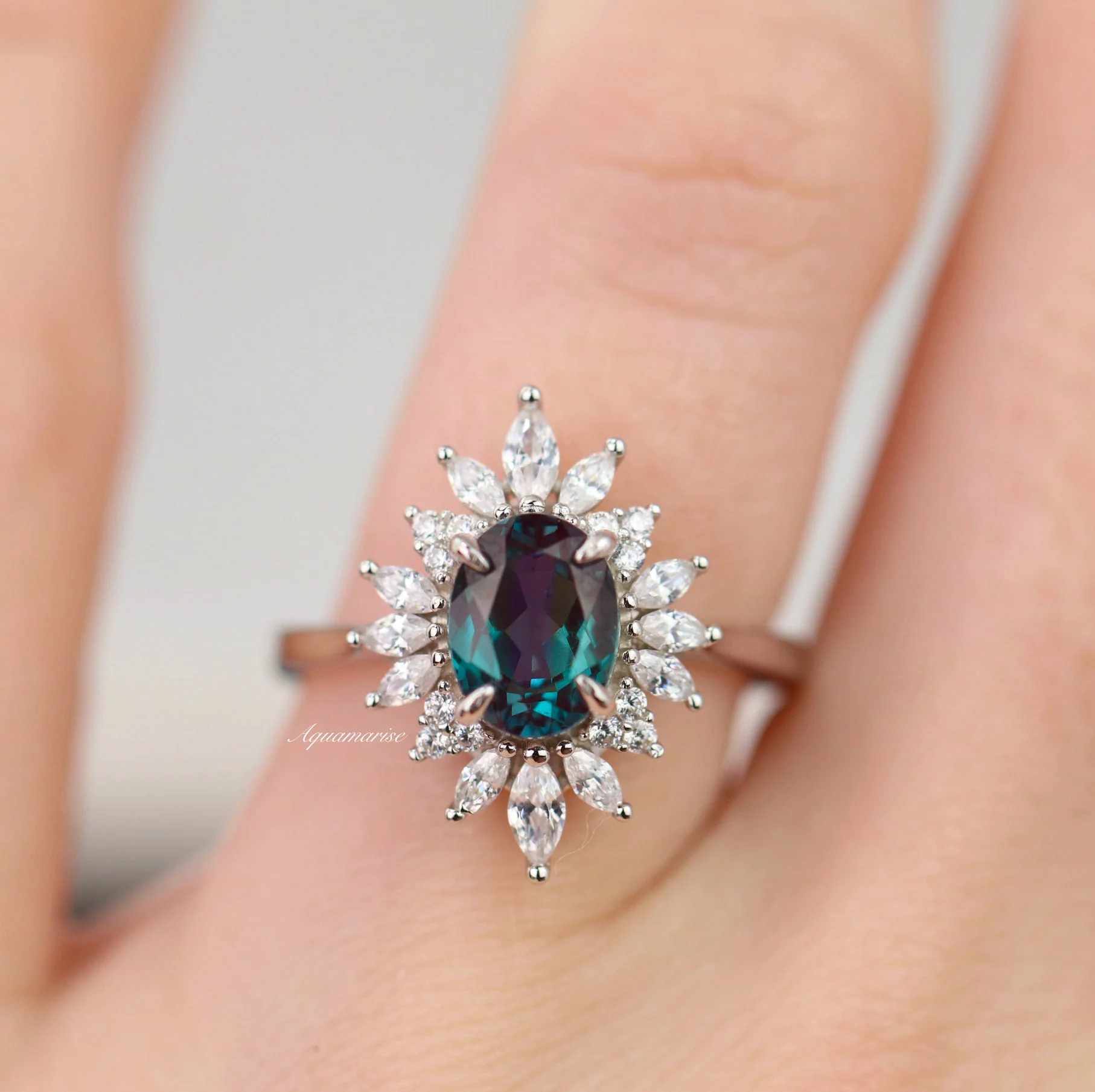Aurora Alexandrite Ring - Sterling Silver - Image 3