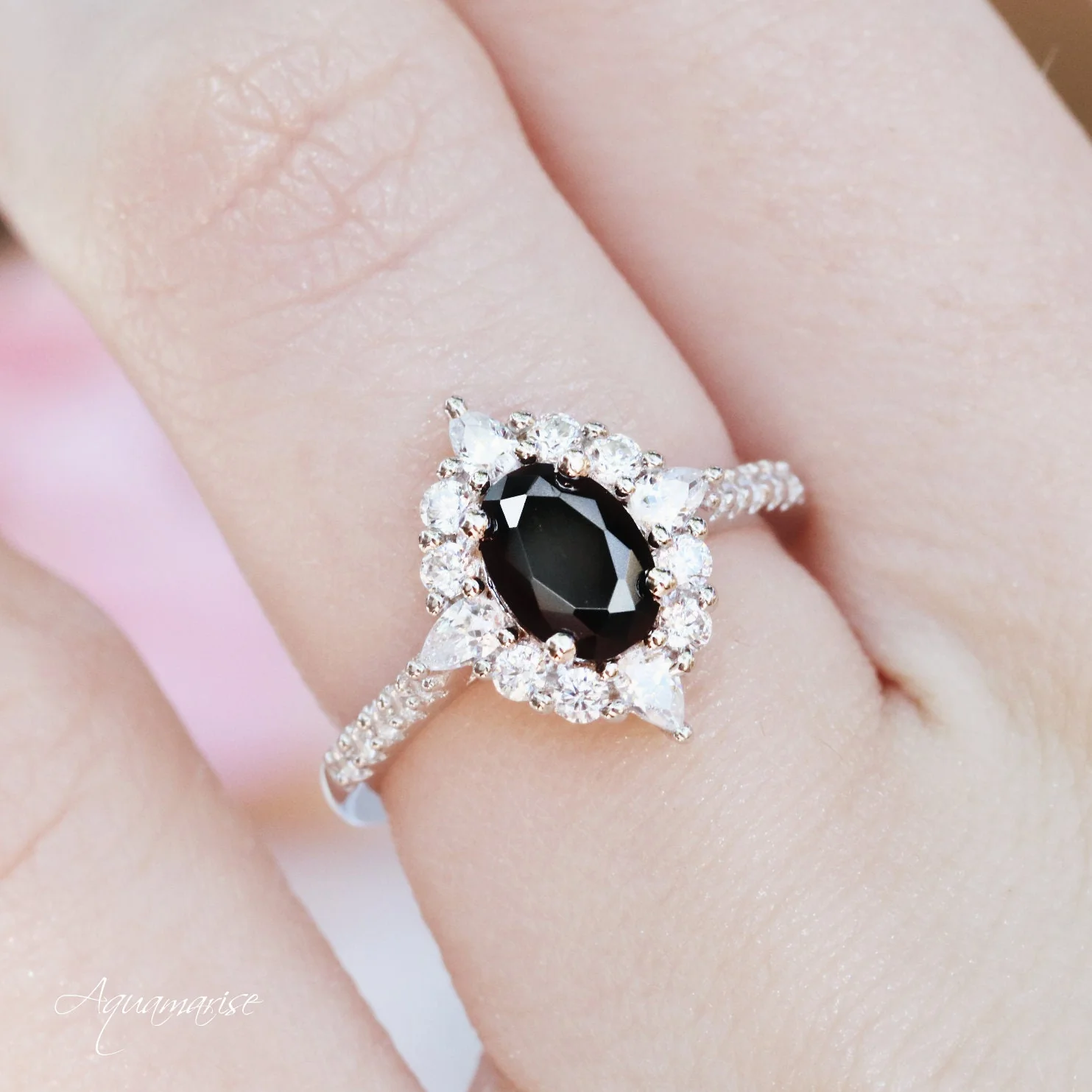 Astra Black Onyx Engagement Ring in Sterling Silver - Image 3