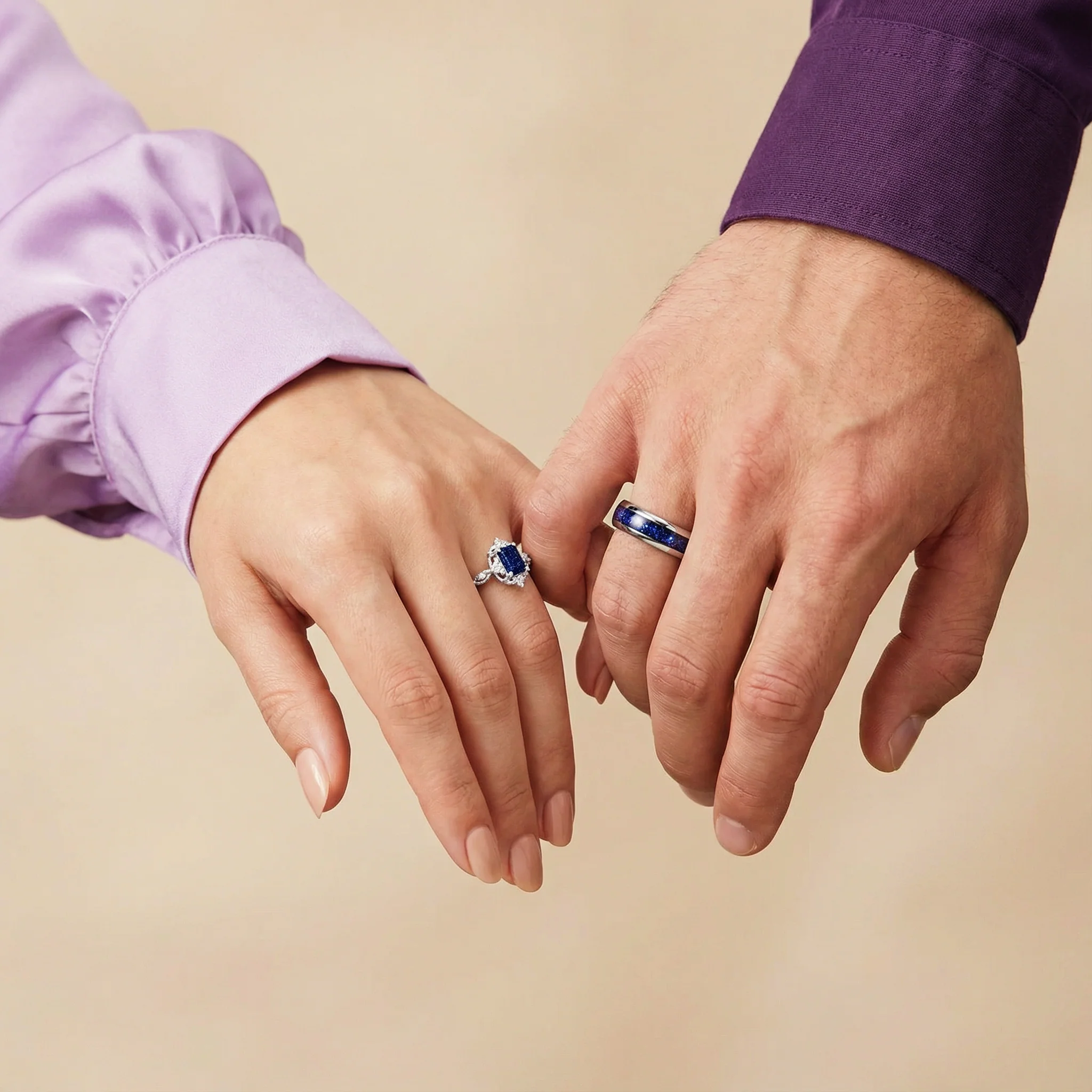 Galaxy Sandstone Starry Night Couples Ring Set - Image 4