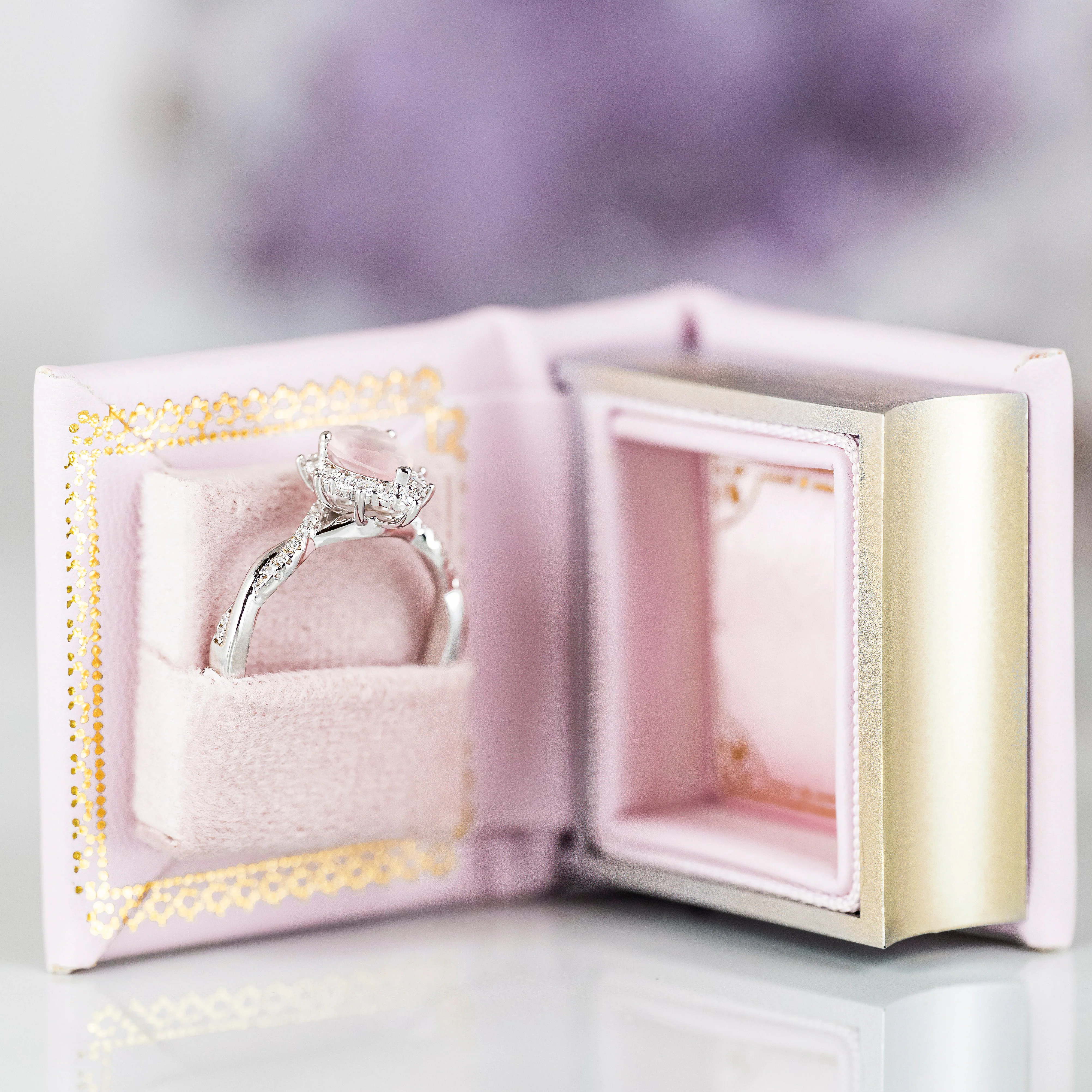 Dawn Court Leather Book Ring Box - Rose Glow Edition (Small) - Image 3