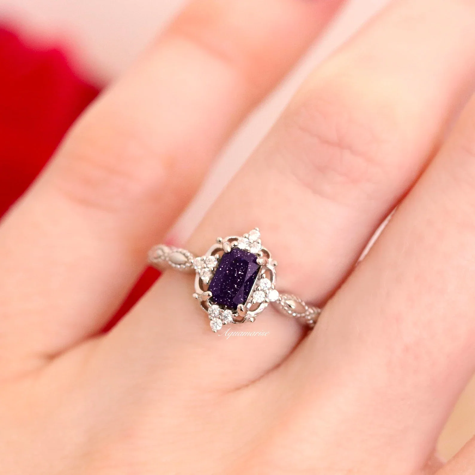 Galaxy Sandstone Starry Night Couples Ring Set - Image 6