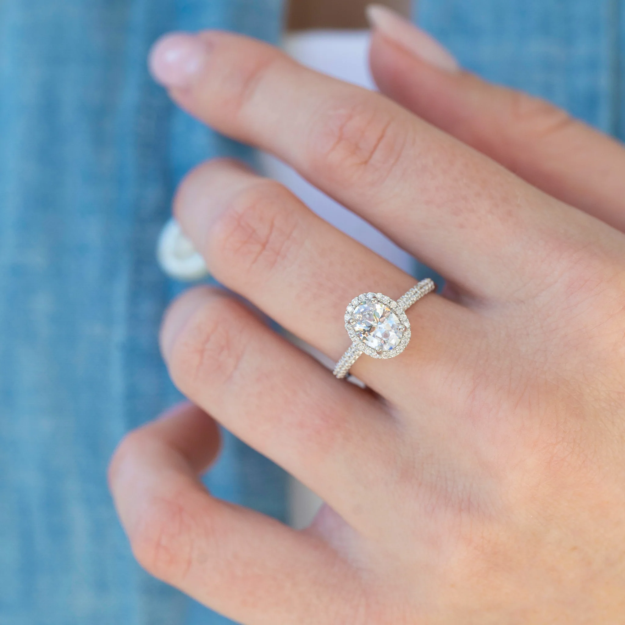Iris Simulated Diamond Engagement Ring in Sterling Silver - Image 3