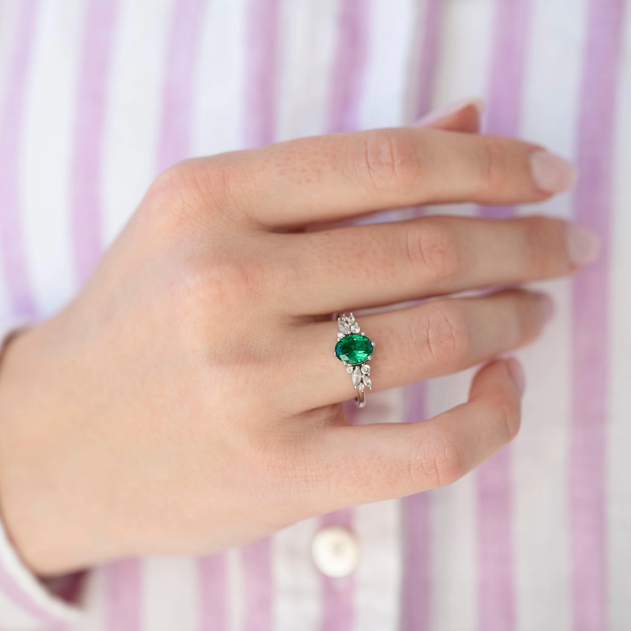 Emerald Leaf Couples Ring Set - Image 5