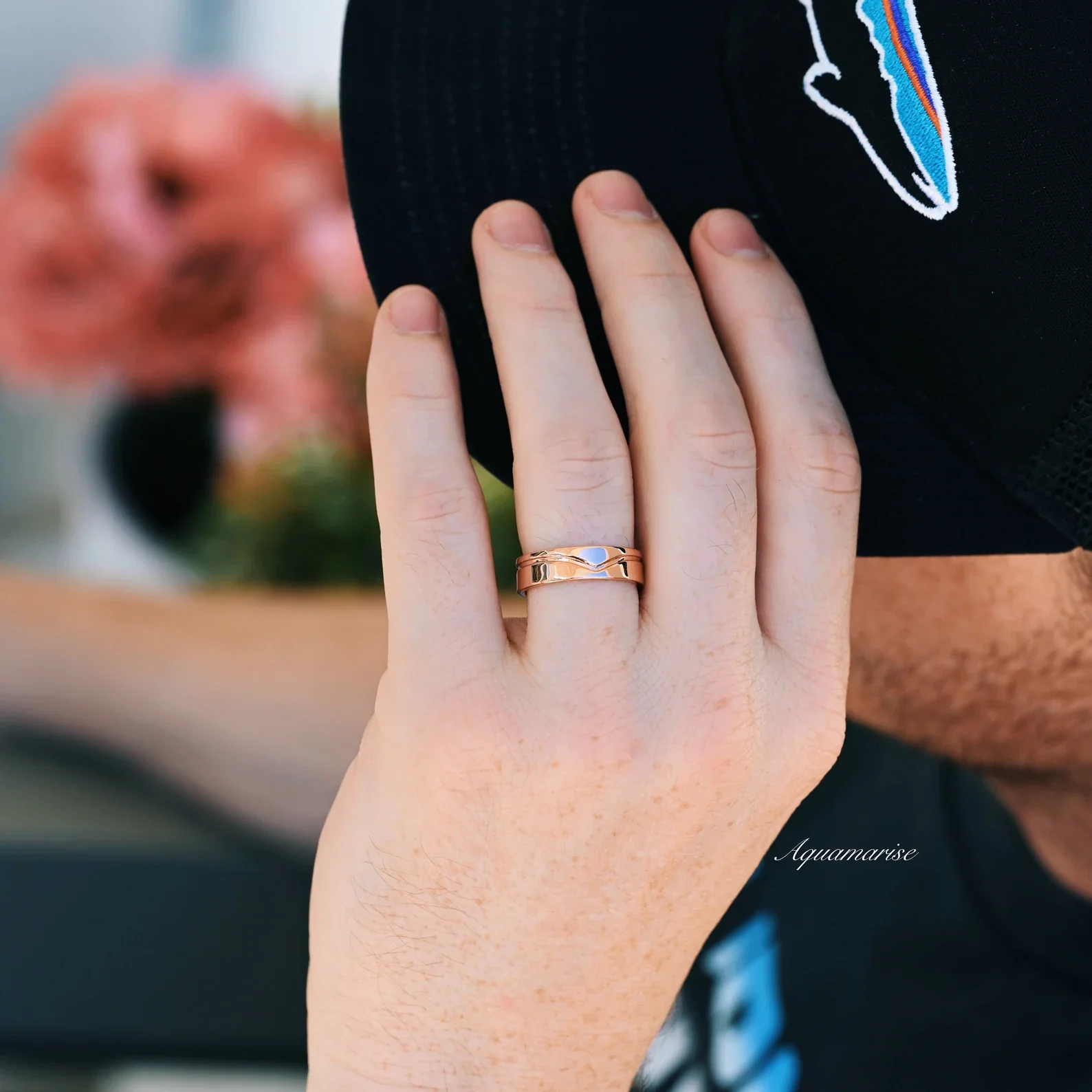 Hexagon Morganite Couples Ring Set - Image 4