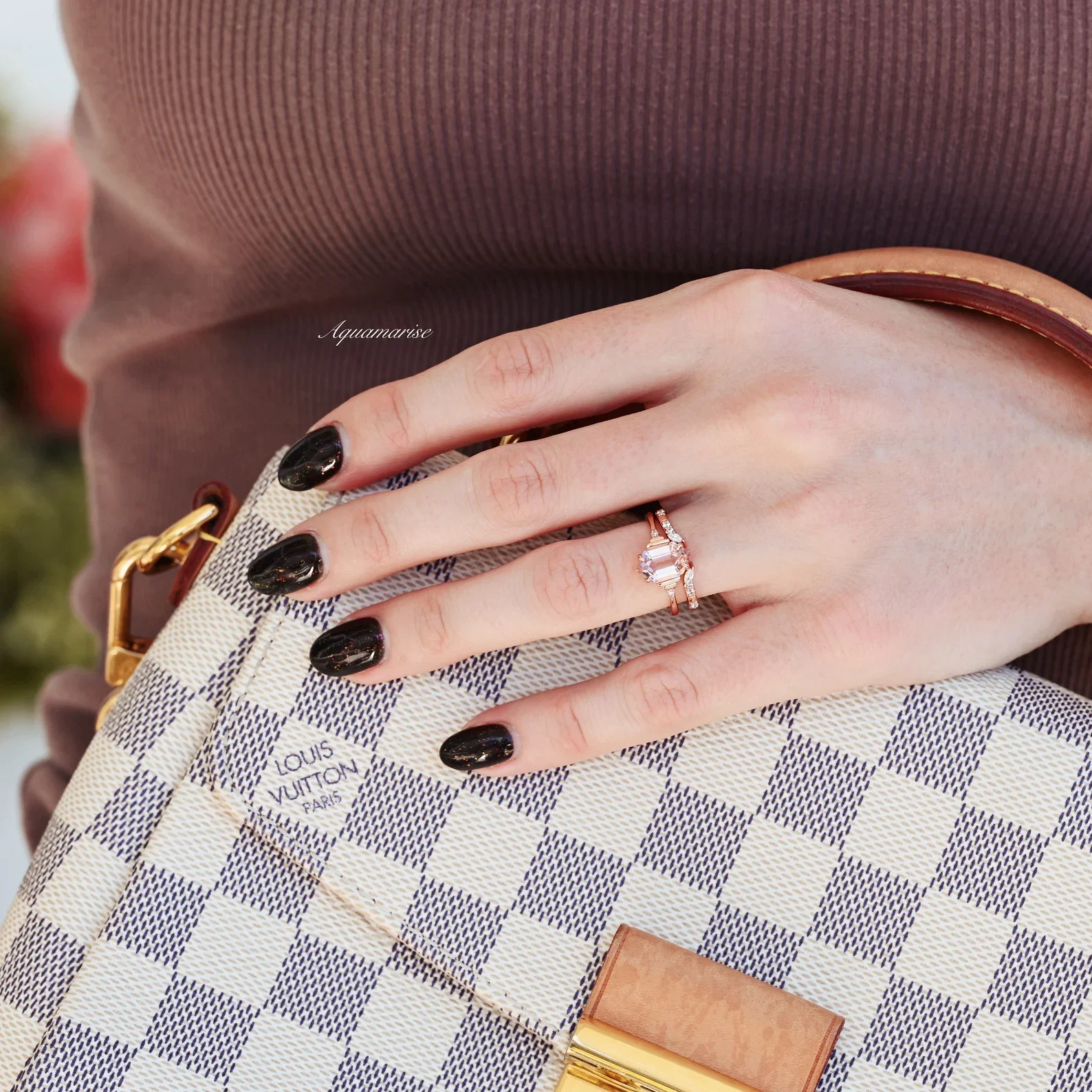 Hexagon Morganite Couples Ring Set - Image 6