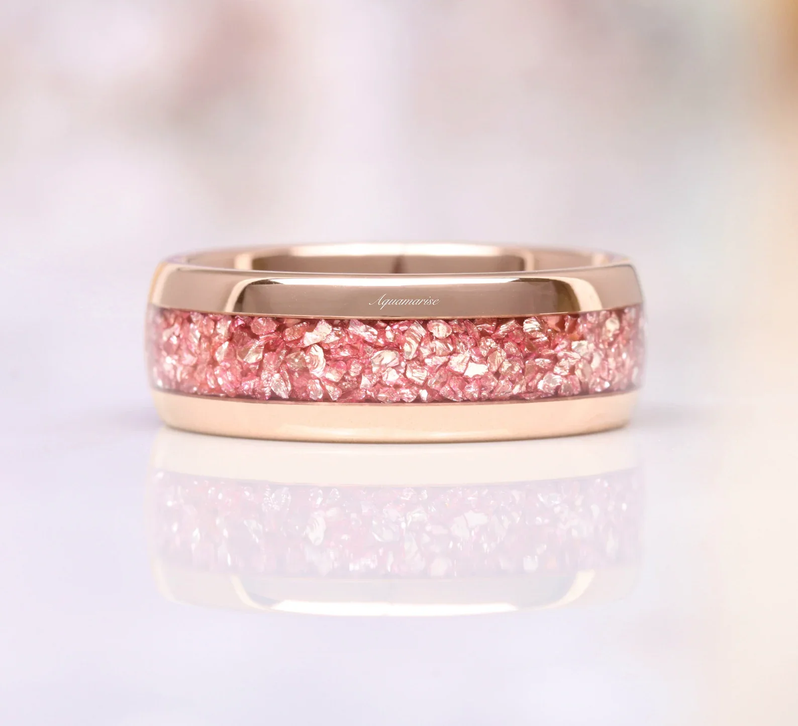 Crushed Morganite Couples Ring Set - Image 3