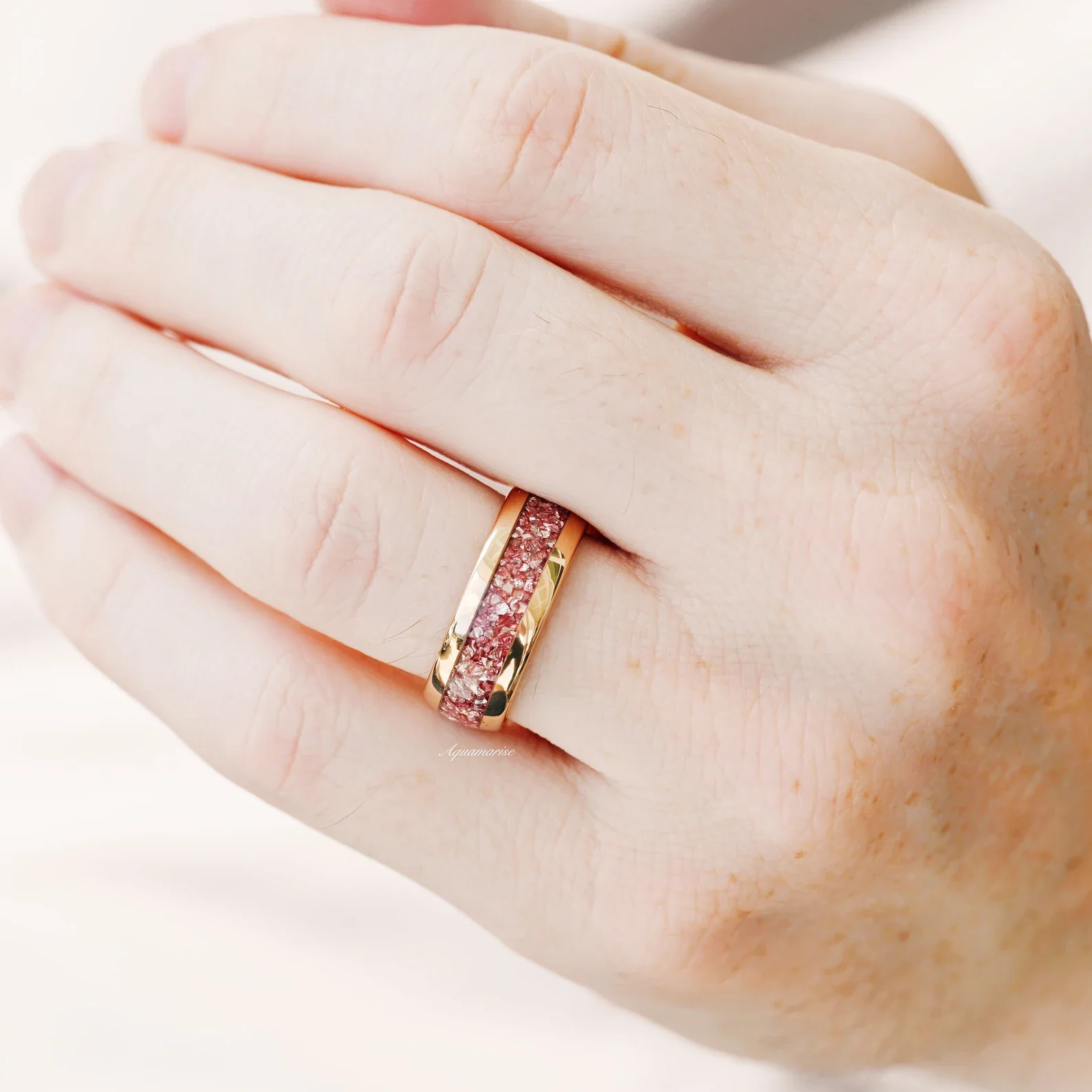 Crushed Morganite Couples Ring Set - Image 5