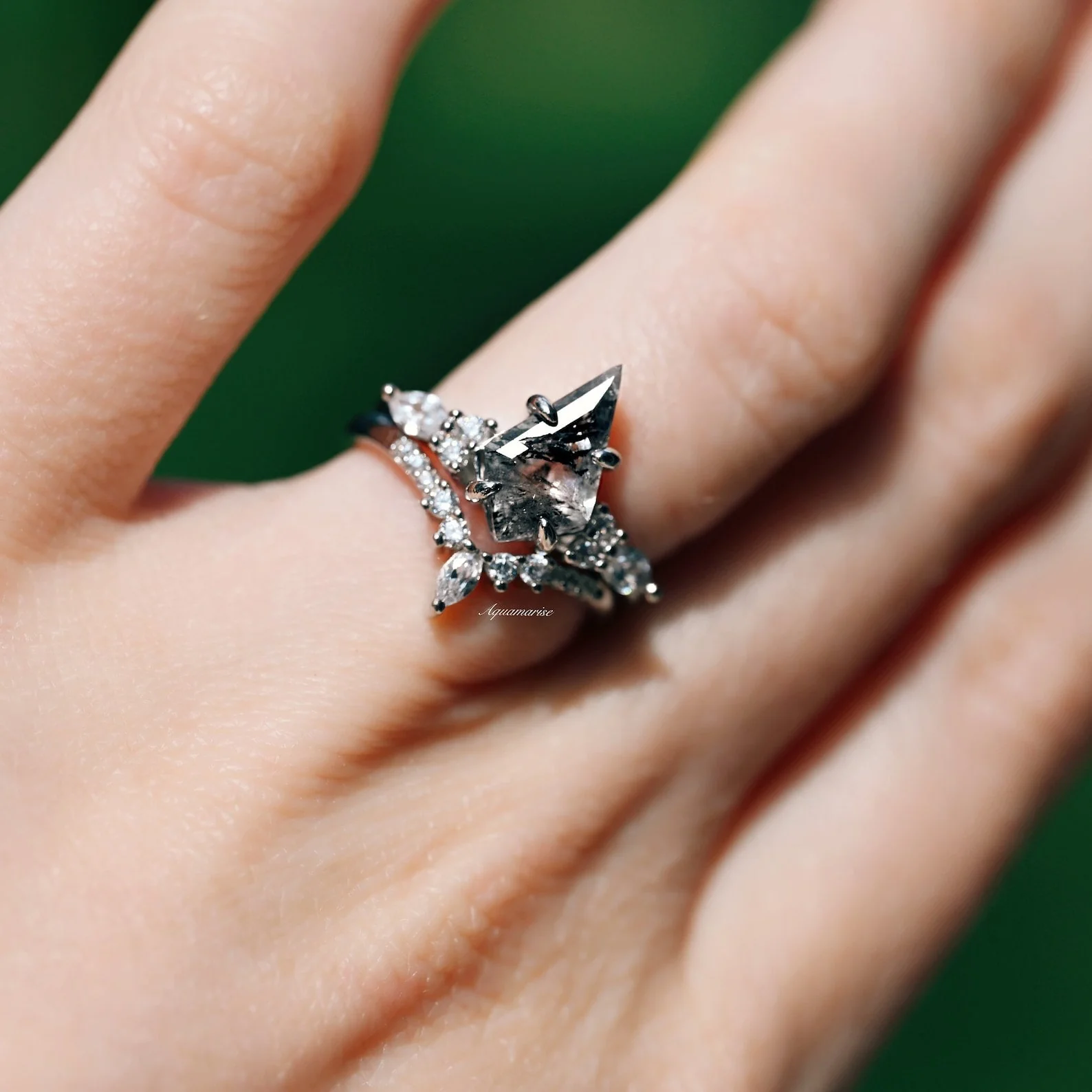 Skye Kite® Galaxy Salt & Pepper (Herkimer Diamond) and Meteorite Couples Ring Set - Image 8