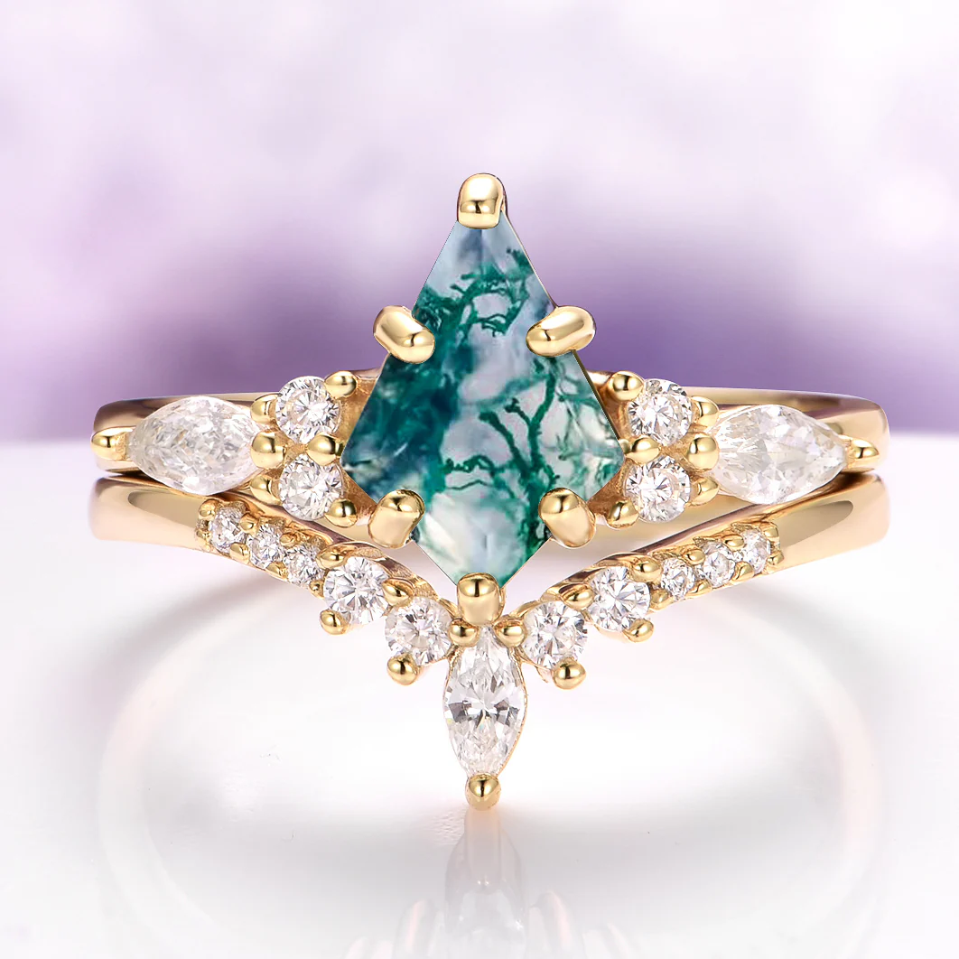 Skye Kite® Green Moss Agate Couples Ring Set - Image 3
