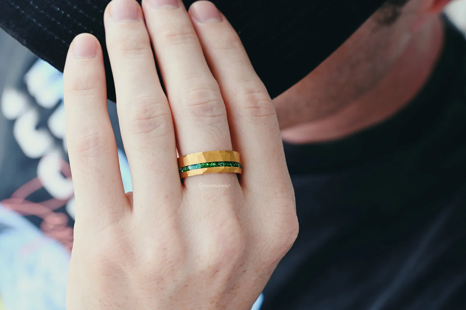 Victoria Vintage Emerald Couples Ring Set - Image 5